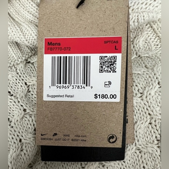 Nike Life Mens Cable Knit Turtleneck Off White Chunky Relaxed Large Sweater NWT - Picture 12 of 12